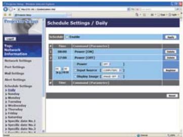 HITACHI CP-X467 - Schedule Settings (Paramètres Calendrier) - 1