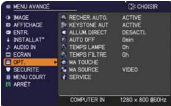 HITACHI CPWX8 - Menu OPT. - 1