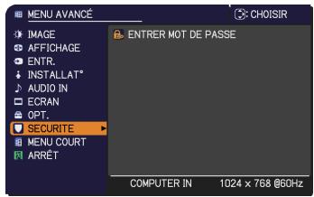 HITACHI CPX7 - Accédez au menu SECURITE - 1