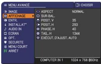 HITACHI ED-X52 - Menu AFFICHAGE - 1