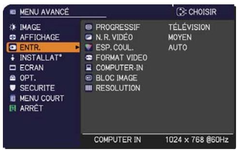 HITACHI CP-RX93 - Menu ENTR. - 1