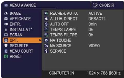 HITACHI CP-RX93 - Menu OPT. - 1