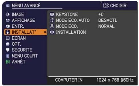 HITACHI CP-RX93 - Menu INSTALLAT° - 1