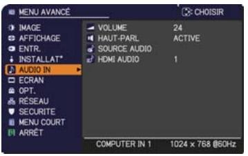 HITACHI CP-X2521WN - Menu AUDIO IN - 1