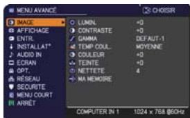 HITACHI CP-X2521WN - Dans le MENU AVANCE - 2