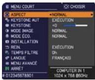 HITACHI CP-X2521WN - Dans le MENU AVANCE - 1