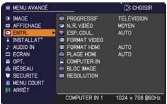 HITACHI CP-X3021WN - Menu entrée - 1