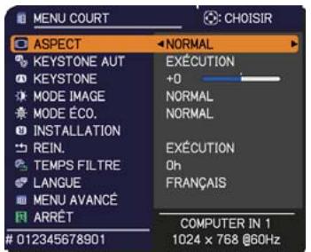 HITACHI CP-X3021WN - Menu court - 1