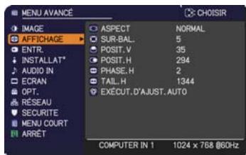 HITACHI CP-X3021WN - Menu Affichage - 1