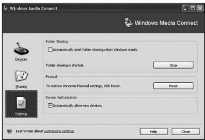D-JIX W 5000 - Paramétres de Windows Media Connect - 1