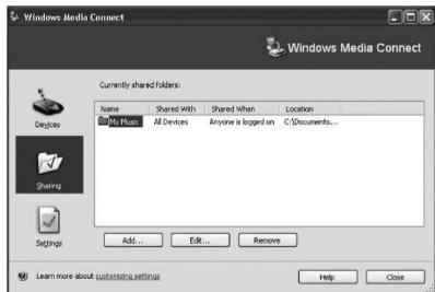D-JIX W 5000 - Paramétres de Windows Media Connect - 2