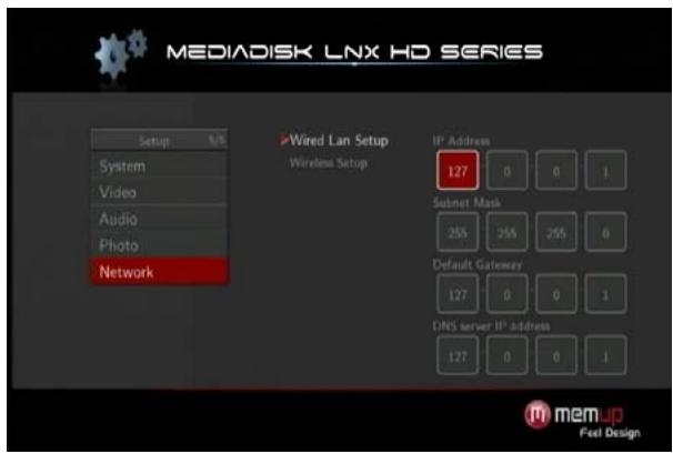 MEMUP MEDIADISK LNX HD - Réglage de l'adresse IP : - 1