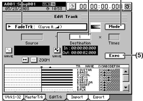 KORG D32XD - Ex. Fade-in de la zone IN-OUT de la piste 1 - 1