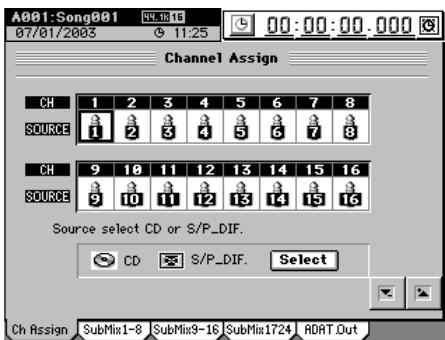 KORG D32XD - Affectation des entrées aux canaux - 8