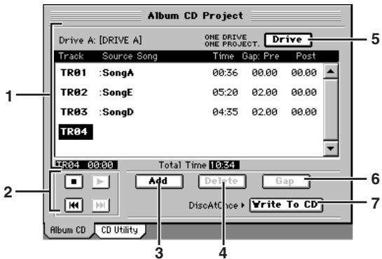 KORG D32XD - 5-1. Projet d'album (Album CD Project) - 3