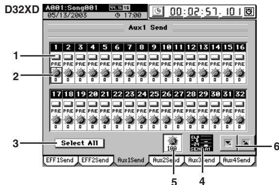KORG D32XD - 3e-3. Départ Aux1 (Aux1 Send) - 1