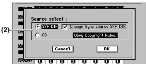 KORG D32XD - Faire entrer du signal audio numérique depuis un CD ou DAT - 3