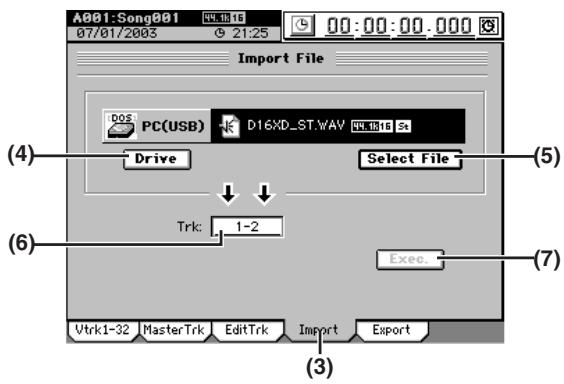 KORG D32XD - Importer un fichier au début d'un morceau - 2