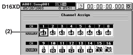 KORG D32XD - Ex. Affector 8 sources d'un appareil ADAT aux canaux 1-8. - 1