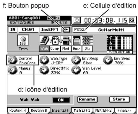 KORG D32XD - Éléments et fonctions de l'écran tactile - 2