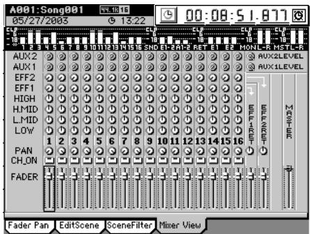 KORG D32XD - 3c-4. Vue du Mixer (Mixer View) - 1