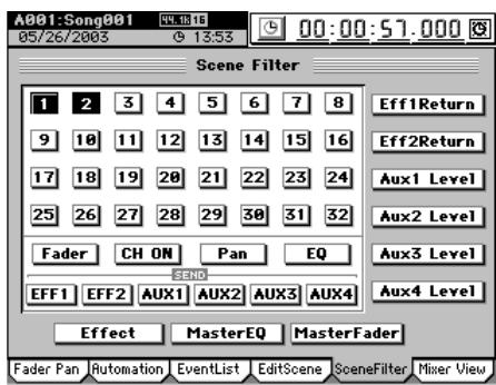KORG D32XD - 4-7. Spécifier les paramètres désactivés pour toutes les scènes - 1