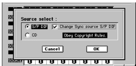 KORG D32XD - Source Select CD or S/P DIF (sLECTION de source CD ou S/P DIF) - 3