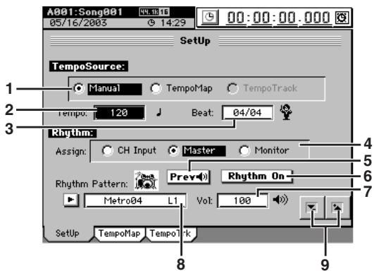 KORG D32XD - 8-1. Configuration de tempo (SetUp) - 1