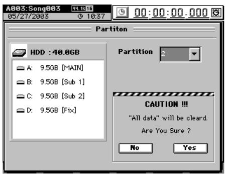 KORG D32XD - Fractionner le disque dur en partitions indépendantes - 1