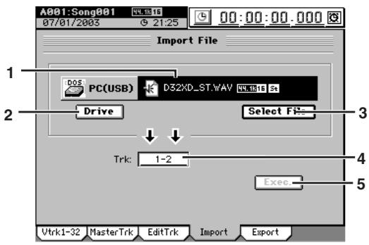 KORG D32XD - 10-4. Import File (import de fichier) - 1