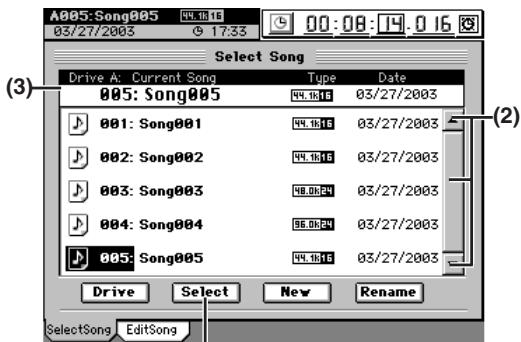 KORG D32XD - Sélectionner un morceau depuis la liste des morceaux - 1