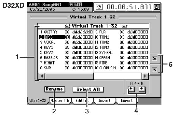 KORG D32XD - 10-1. Pistes virtuelles 1-32 [*1-16] - 1
