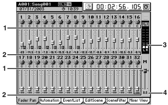 KORG D32XD - 3c-1. Faders et panoramicques (Fader Pan) - 1