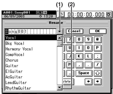KORG D32XD - Emploi de la bibliothèque de noms - 1