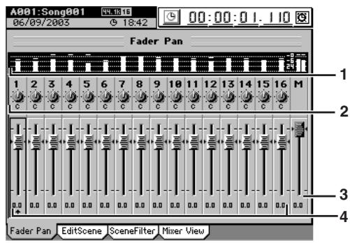 KORG D32XD - 3c-1. Faders et panoramicques (Fader Pan) - 1