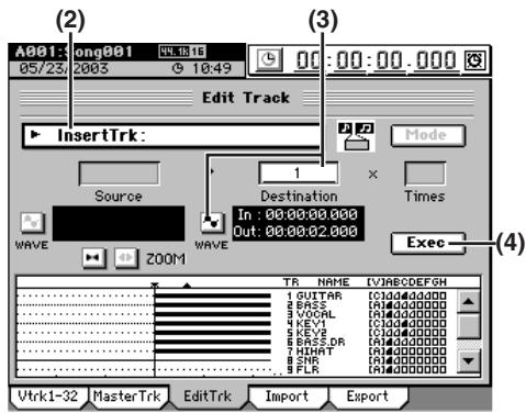KORG D32XD - Insérer un blanc (InsertTrk) - 1