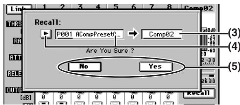 KORG D32XD - Rappel des réglages de compresseur analogue (Programme Comp) - 1