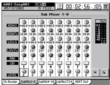 KORG D32XD - Ex. Recevoir l'audio en prise INPUT 1, l'affector au sub-mixer 1 et produit l'audio. - 1
