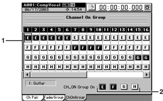 KORG D32XD - 3b-3. Groupes d'activation (ChOnGroup) - 1