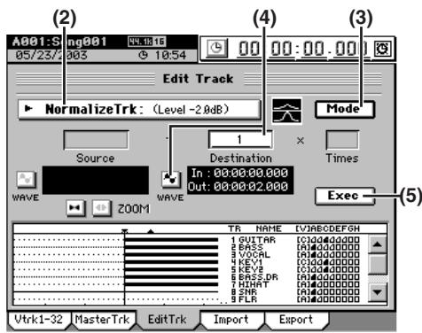 KORG D32XD - Ex. Normalisation de la zone IN-OUT de la piste 1 - 1