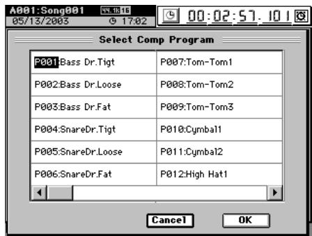 KORG D32XD - Rappel des réglages de compresseur analogue (Programme Comp) - 2