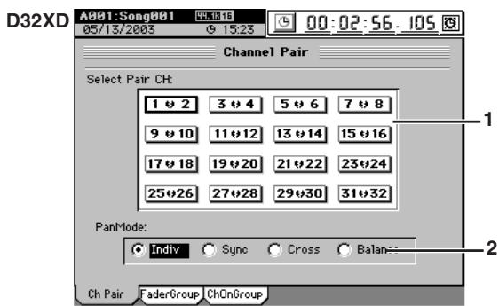 KORG D32XD - 3b-1. Couplage de canaux (Ch Pair) - 1