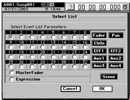 KORG D32XD - Choix de liste (Select List) - 1