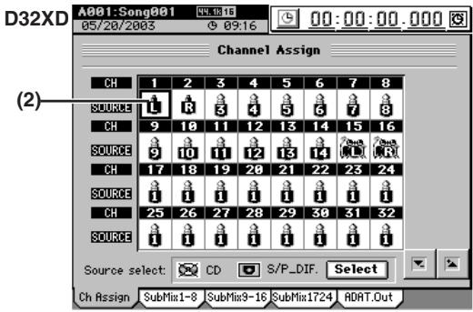 KORG D32XD - Faire entrer du signal audio numérique depuis un CD ou DAT - 2