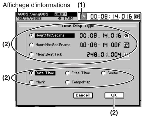 KORG D32XD - 2-1. Changer l'affichage du compteur - 1
