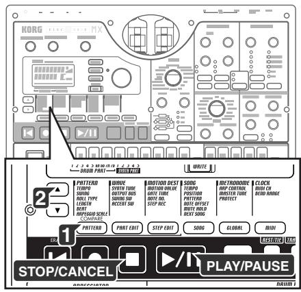 KORG EMX1 - Pour arrêter la reproduction - 2