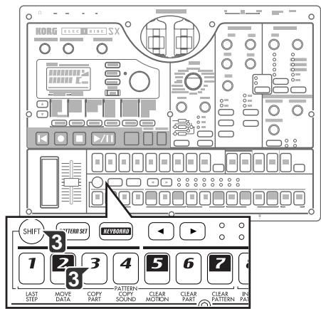 KORG ESX1 - Pour effacer toutes les données de reproduction d'une partie - 1