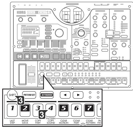 KORG ESX1 - Pour effacer toutes les données de reproduction d'une partie - 2