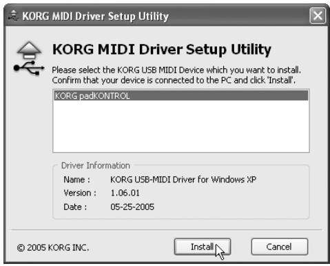 KORG KPC1 - Installation du pilote KORG usb-midi pour windows XP - 3