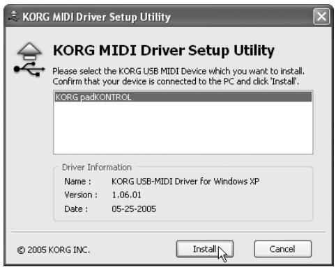 KORG KPC1 - Installieren des KORG USB-MIDI-Treibers für Windows XP - 3